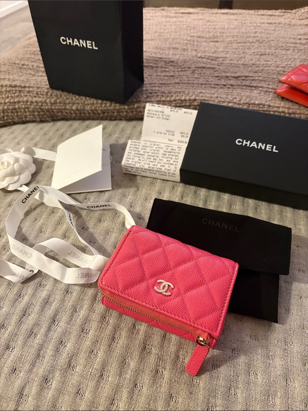 CHANEL Hot Pink Quilted small wallet